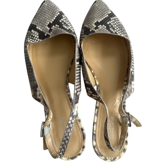 MICHAEL KORS Snake Print Leather Flat Slingbacks Size 9.5 - Picture 2 of 9